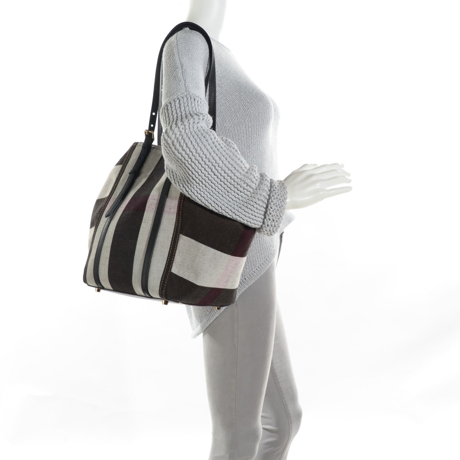 Burberry Canvas Mega Check Medium Padstow Tote Black 2 of 10