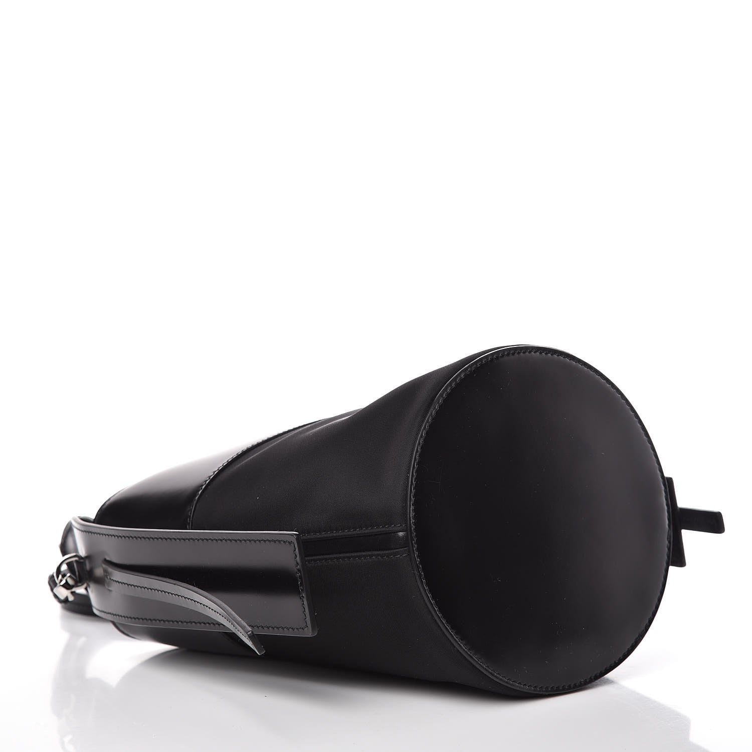Prada Calfskin Tessuto Nylon Ouverture Bucket Bag Black 4 of 8