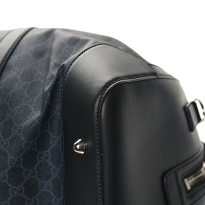 Gucci Soft GG Supreme Monogram Appia Calfskin Web Large Carry On Duffle Bag Black Grey 9 of 13