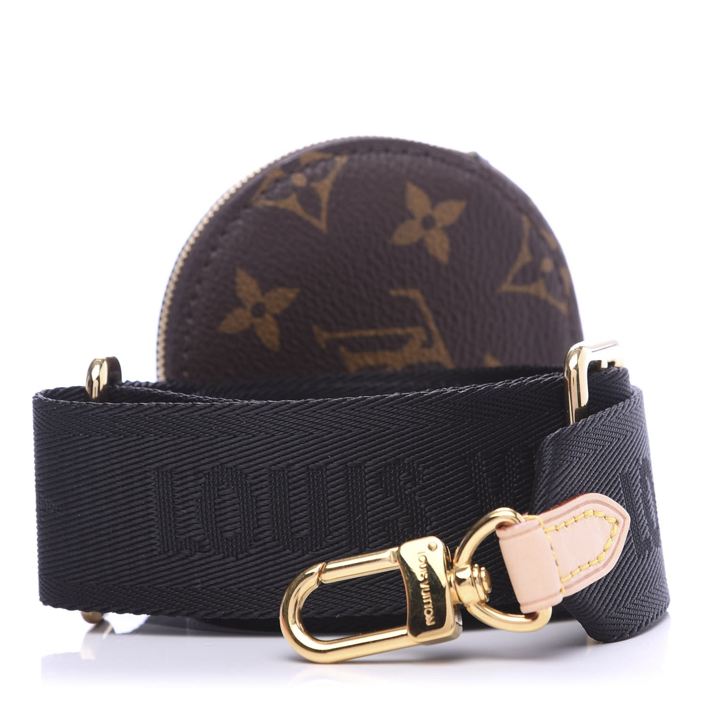 Nylon Monogram Strap with Coin Purse Black