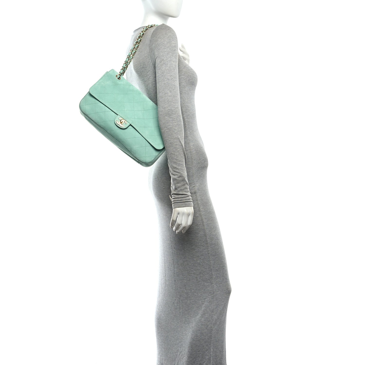 Chanel Suede Calfskin Small Souplissimo Maxi Flap Green 2 of 10