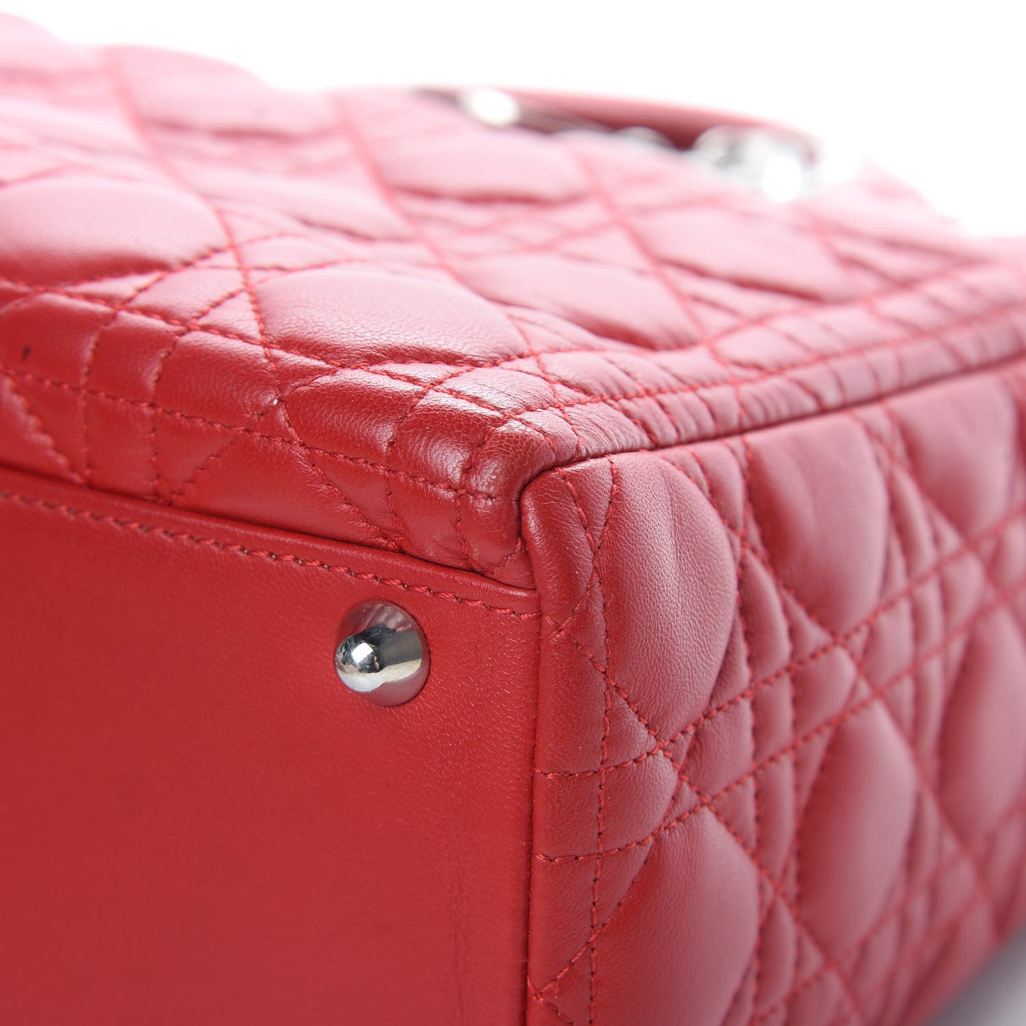 Lambskin Cannage Large Lady Dior Red