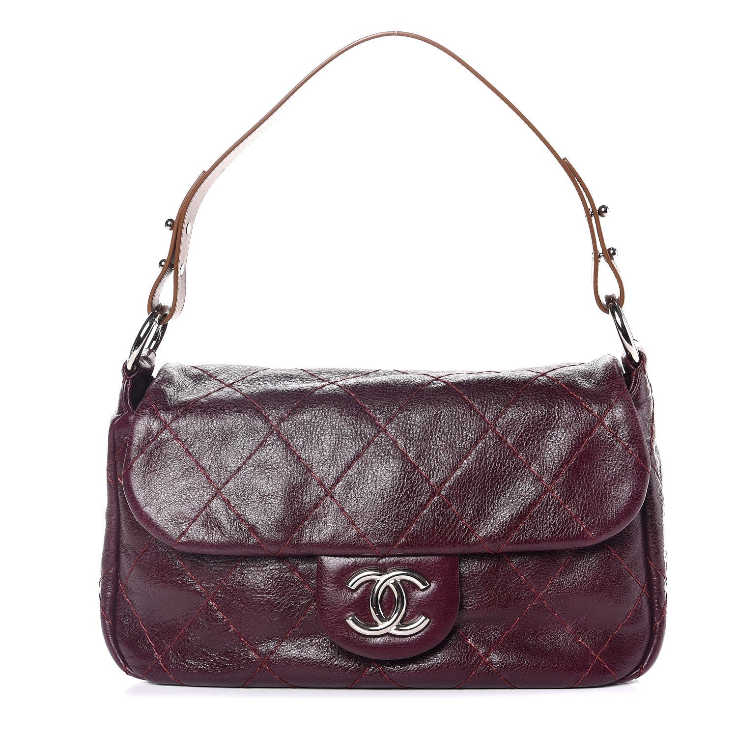Chanel Glazed Calfskin Stitched On The Road Flap Plum 1 of 8