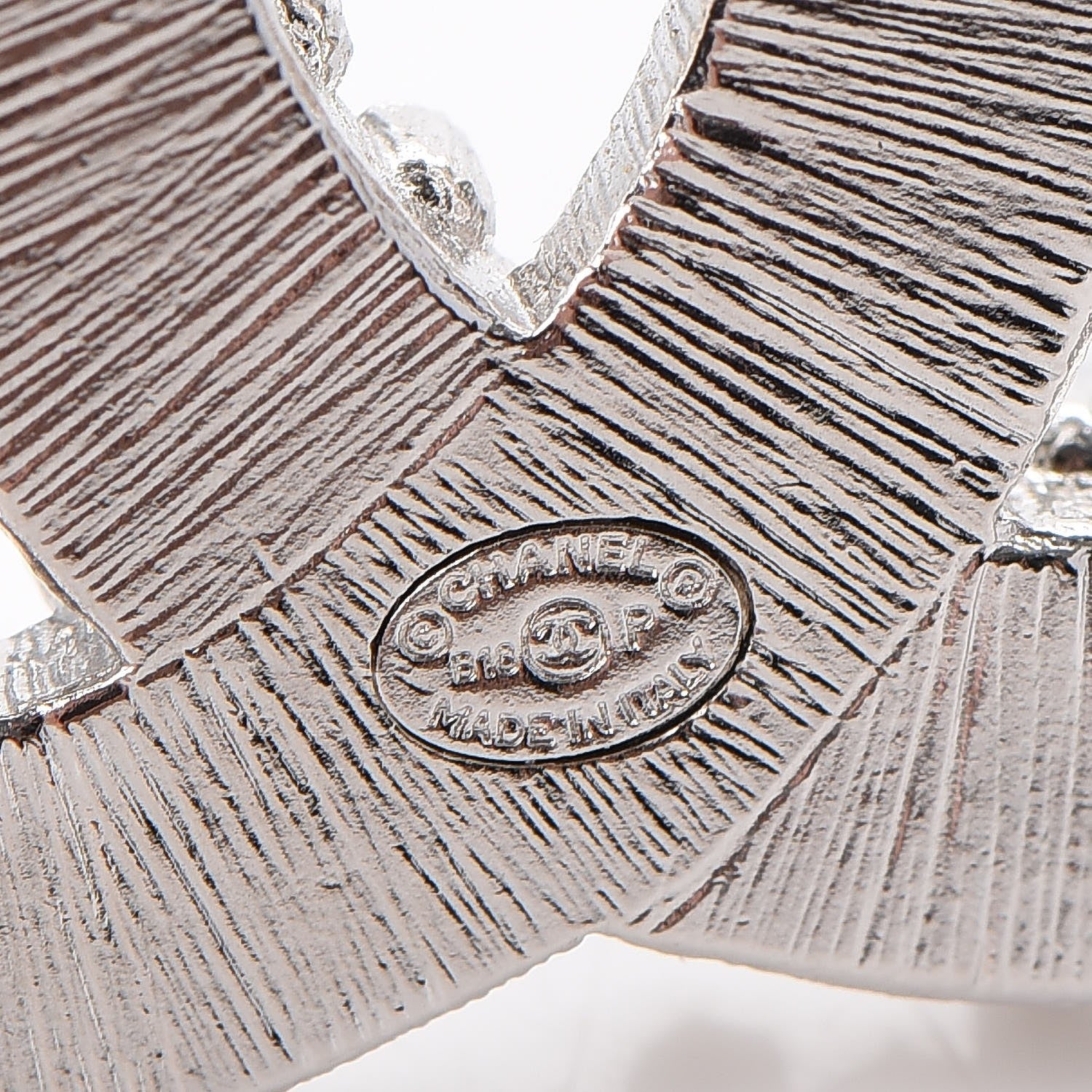 Chanel Baguette Crystal CC Brooch Silver Black 4 of 5