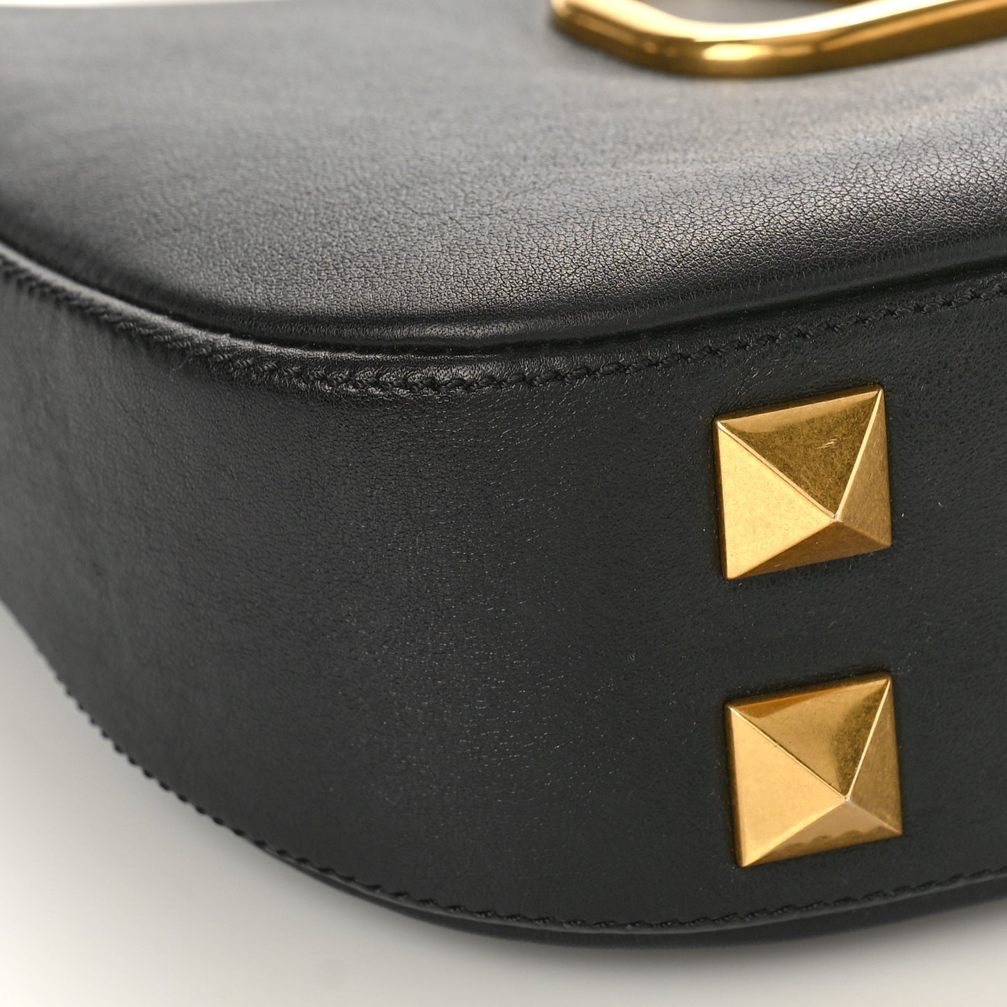 Calfskin Stud Sign Zip Hobo Black
