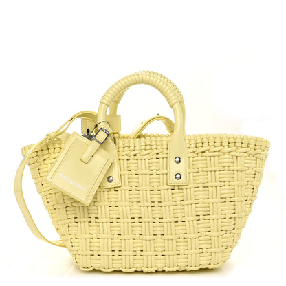 Balenciaga Varnished Faux Calfskin Braided XS Bistro Basket Pale Yellow 1 of 10