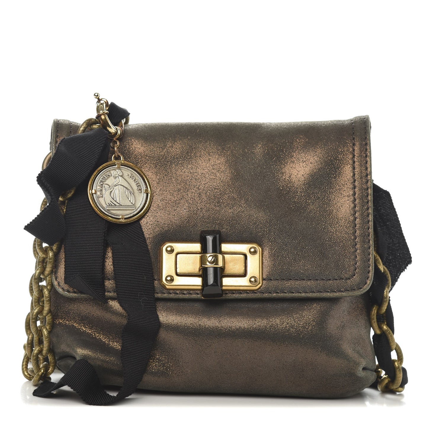 Metallic Lambskin Mini Happy Pop Crossbody Bronze