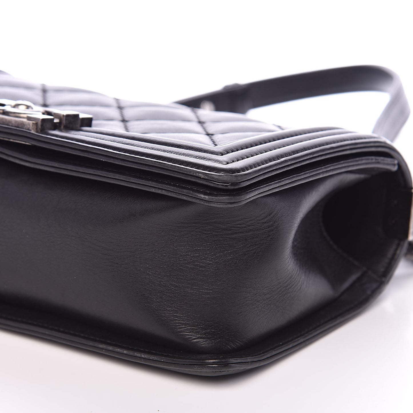 Calfskin Double Stitch Medium Boy Flap Black