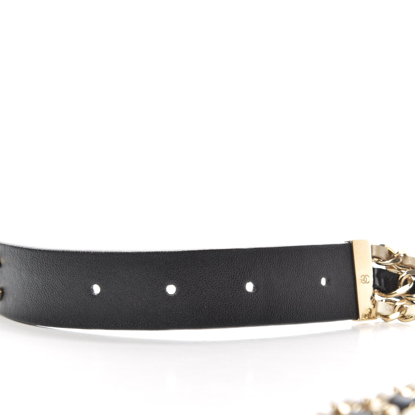 Lambskin Triple Chain CC Belt 80 32 Black Gold