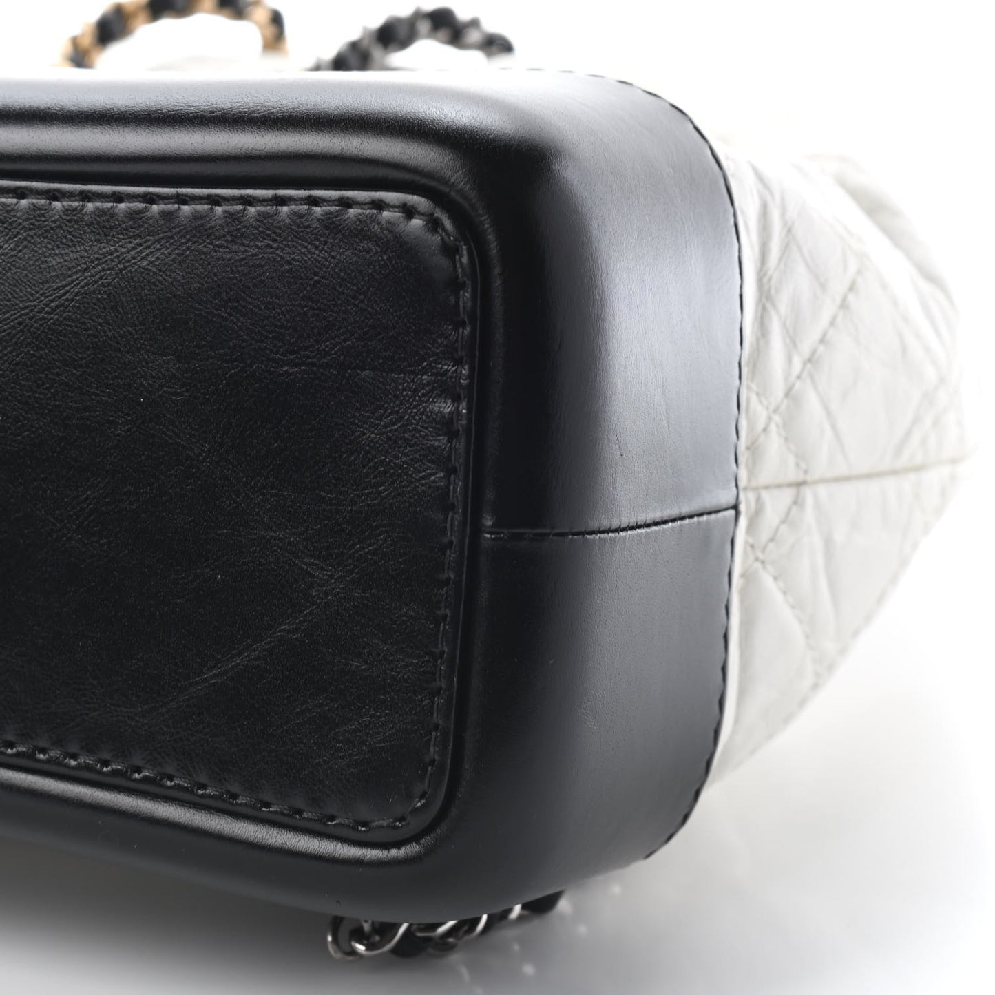 Aged Calfskin Quilted Small Gabrielle Backpack Black White