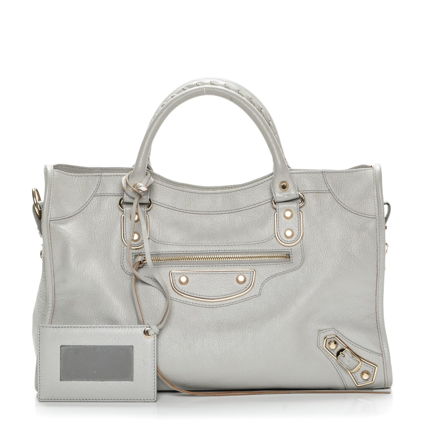 Chevre Gold Metallic Edge Hardware City Gris Perle