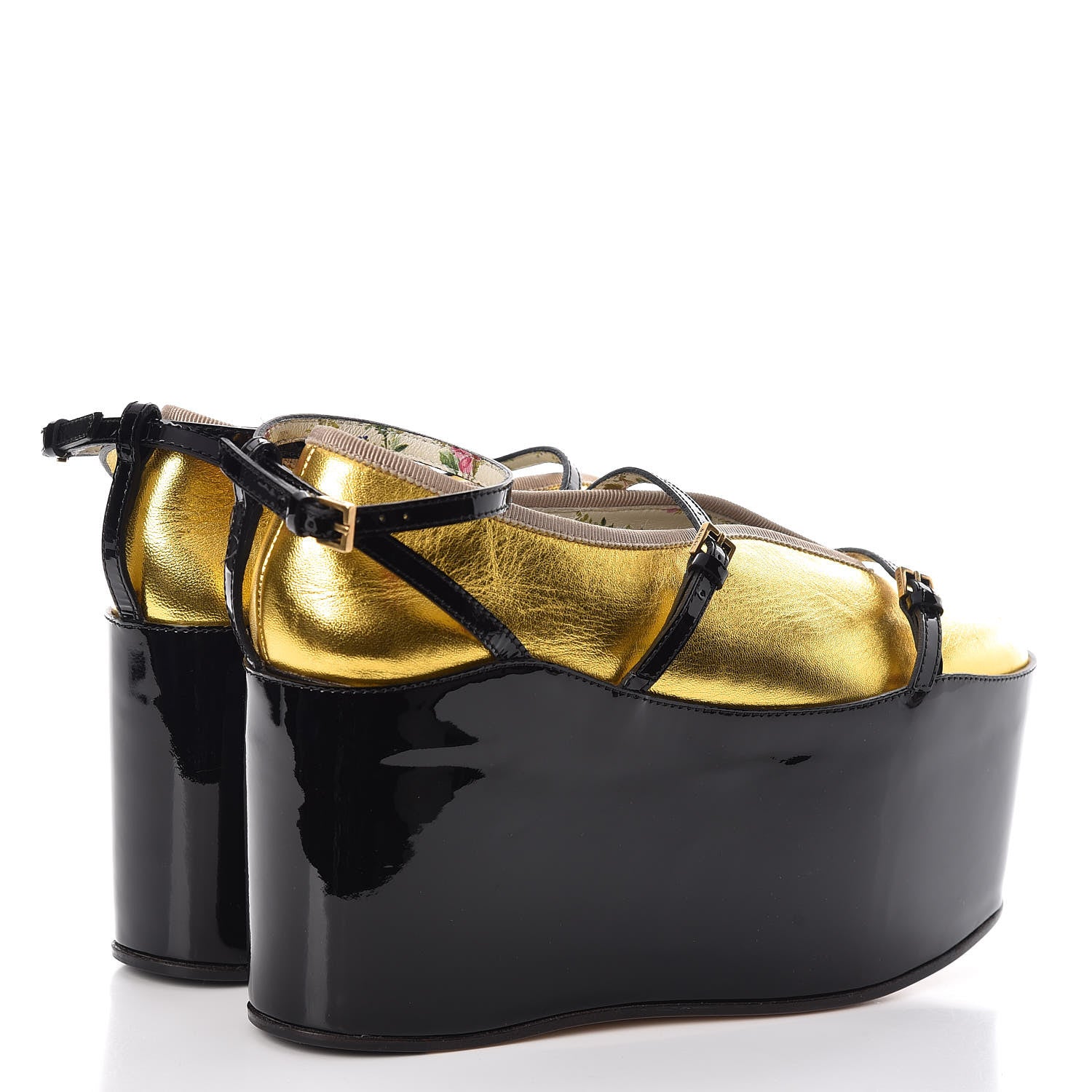 Gucci Metallic Nappa Patent Hannelore Detachable Platform Sandals 37 Gold 10 of 18