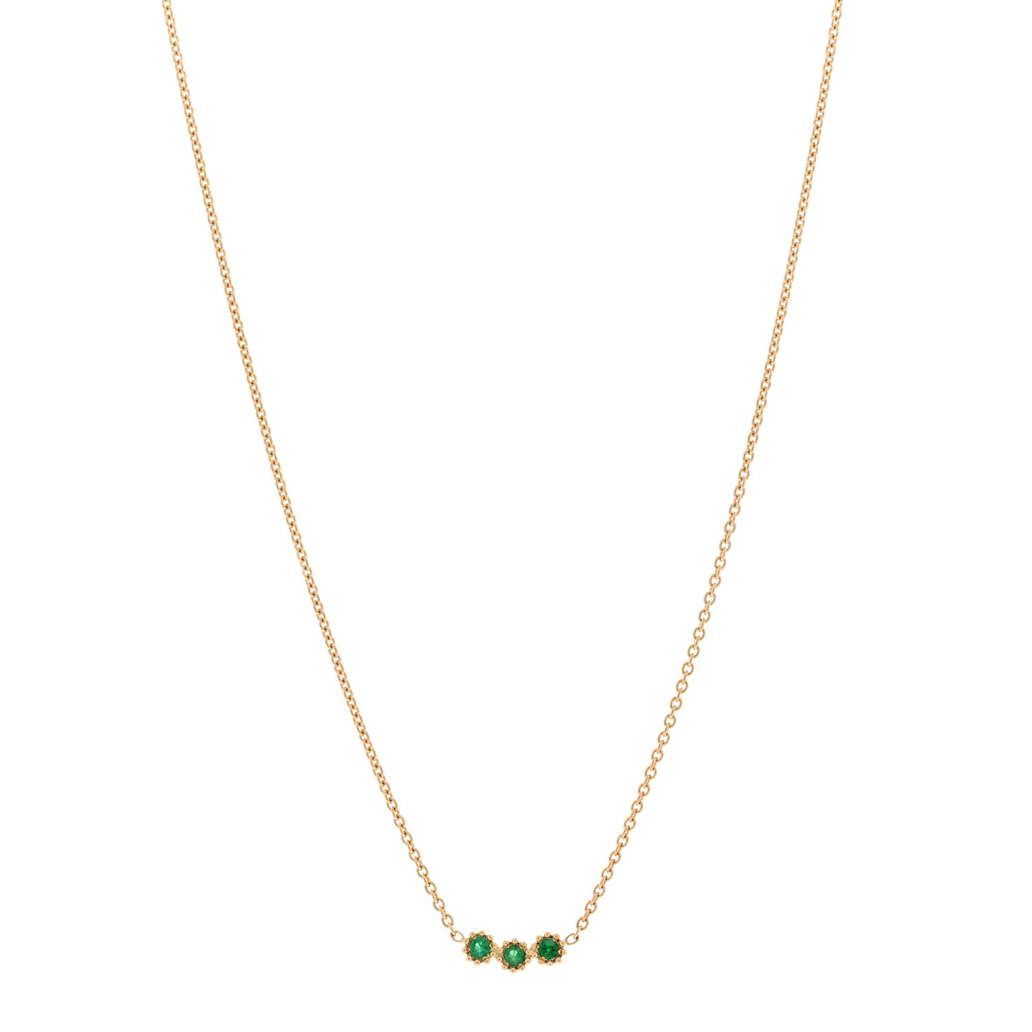 18K Yellow Gold Emerald Mimirose Pendant Necklace