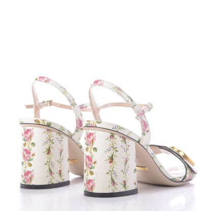 Gucci Calfskin Rose Print GG Marmont Ankle Wrap 75mm Sandals 36 Multicolor 4 of 10