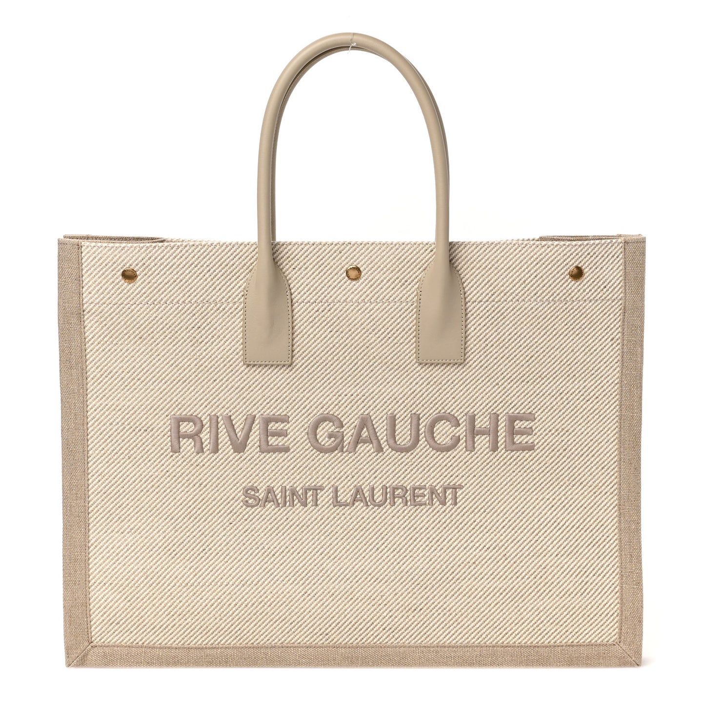 Linen Calfskin Rive Gauche Tote Beige Sea Salt