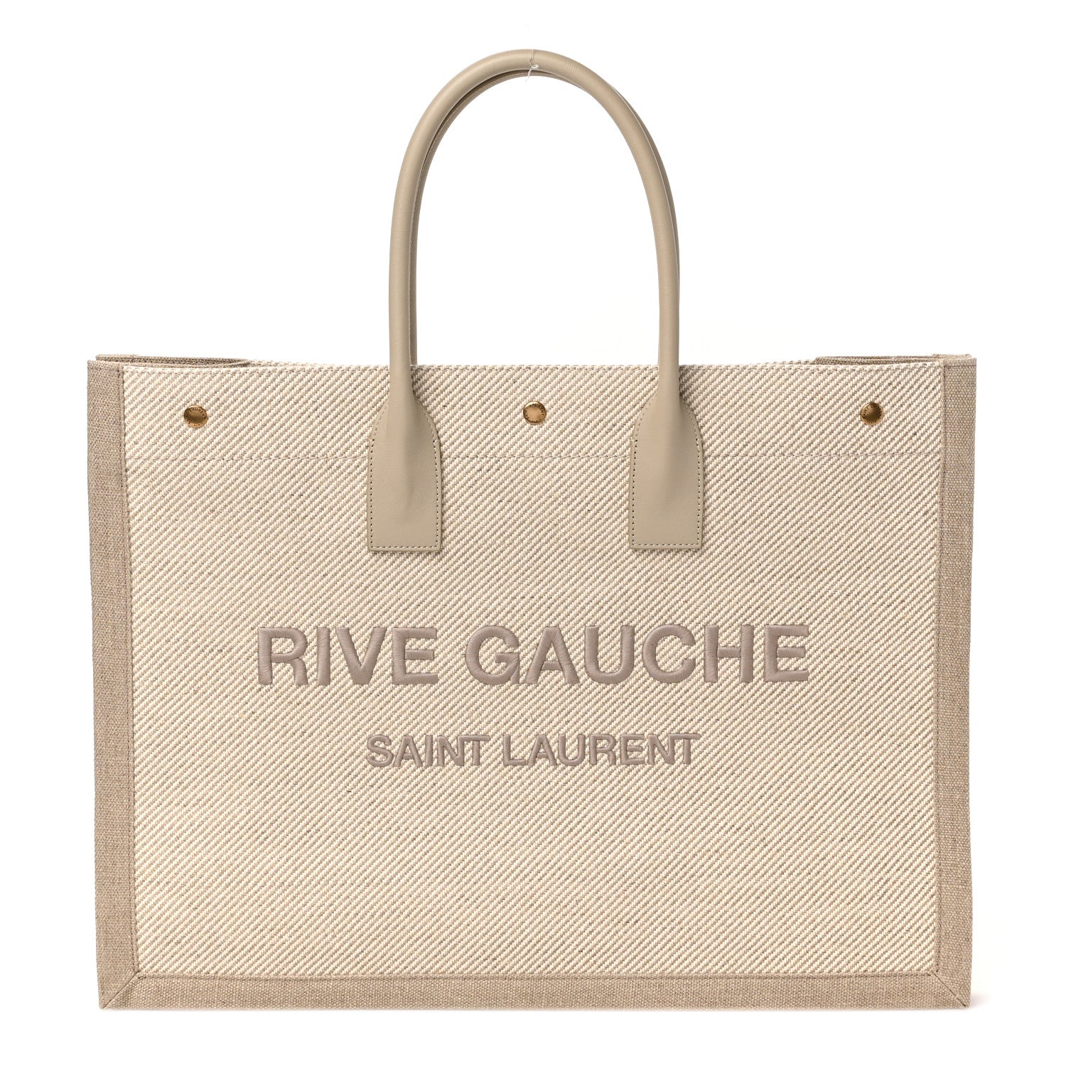 Saint Laurent Linen Calfskin Rive Gauche Tote Beige Sea Salt 1 of 8