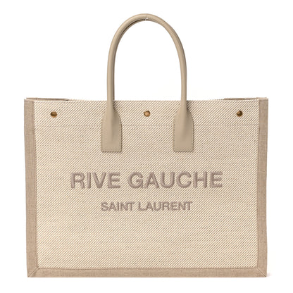 Saint Laurent Linen Calfskin Rive Gauche Tote Beige Sea Salt 1 of 8