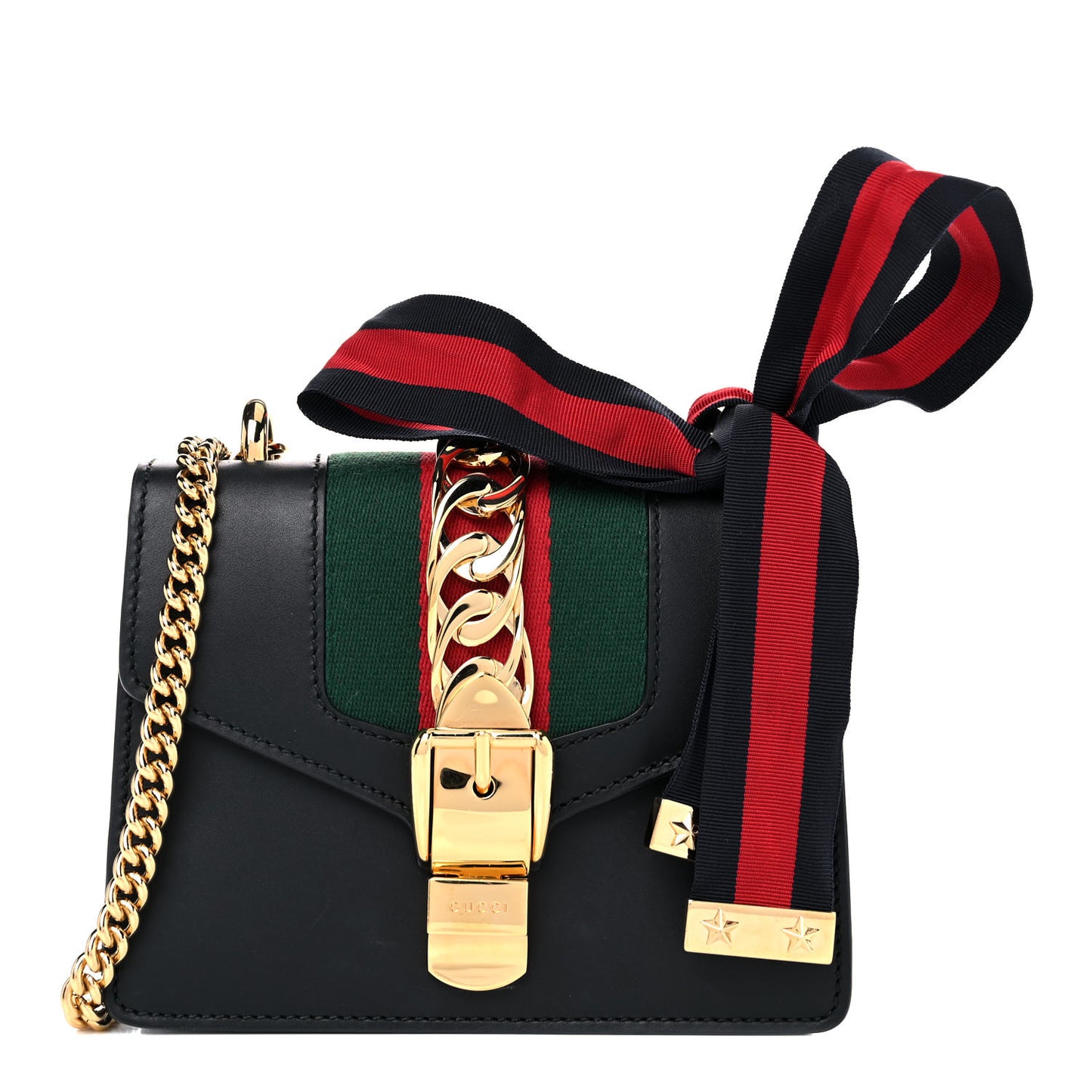 Calfskin Mini Sylvie Chain Shoulder Bag Black