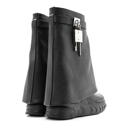 Givenchy Grained Calfskin Shark Lock Biker Ankle Boots 37 Black 5 of 13