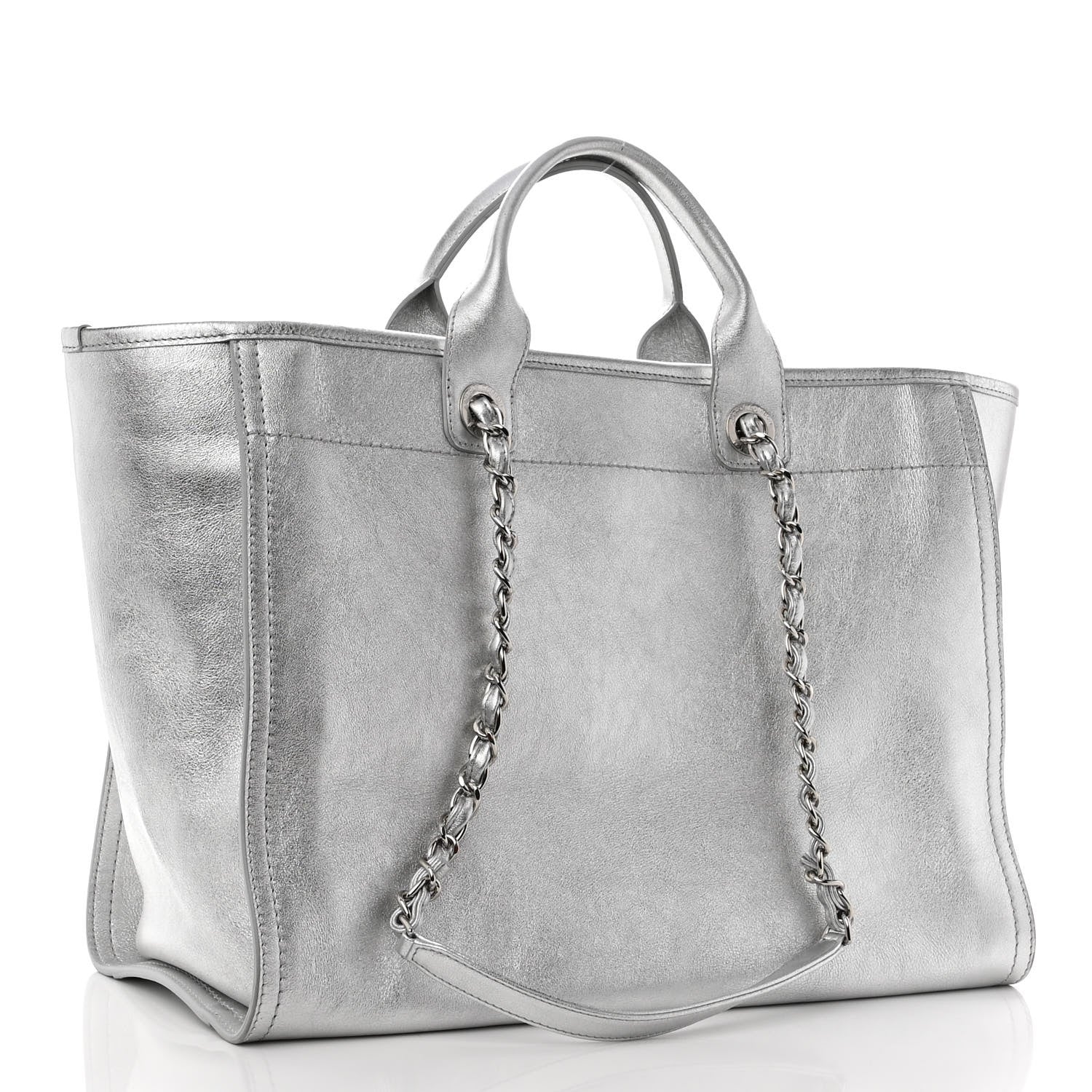 Chanel Metallic Calfskin Medium Deauville Tote Silver 3 of 10