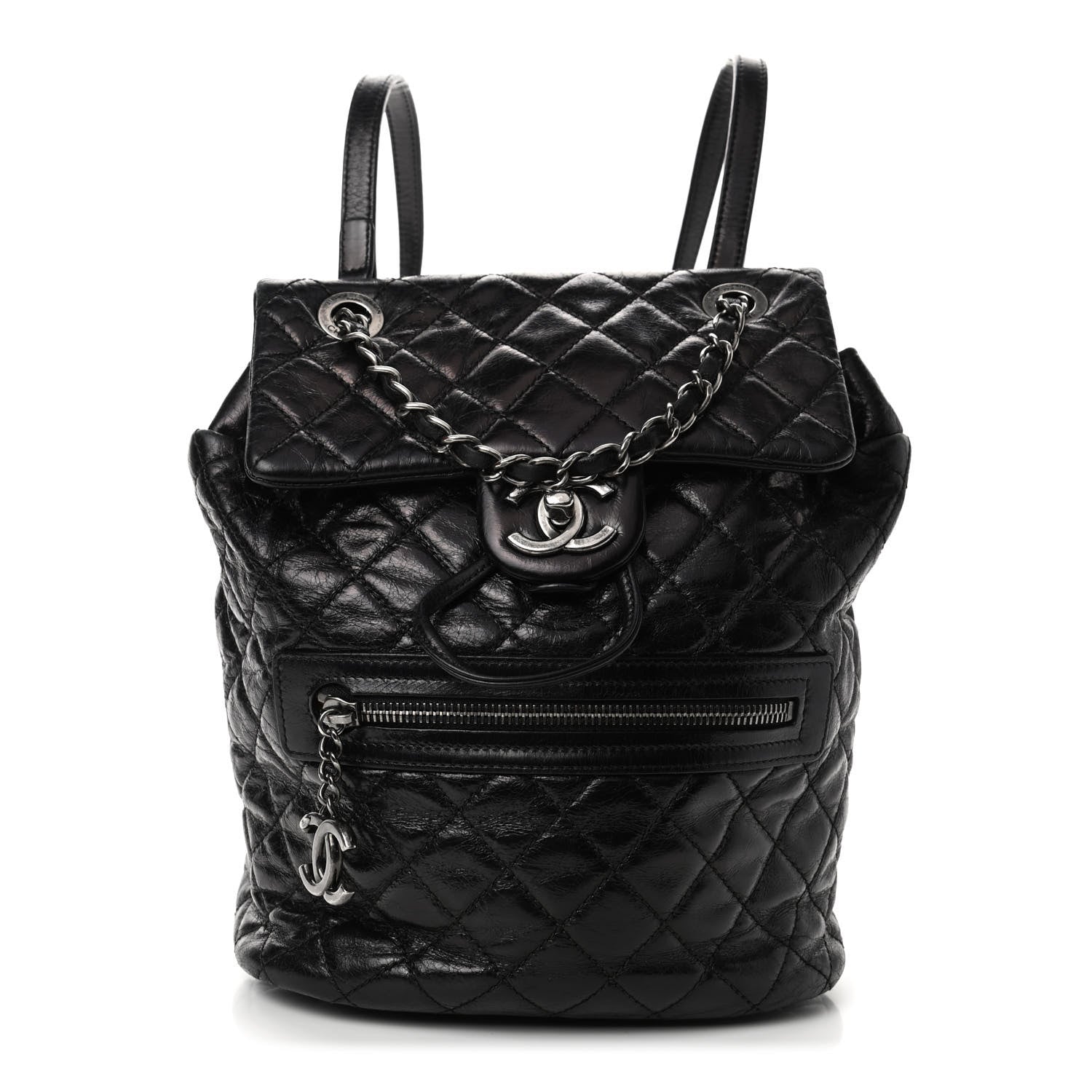 Chanel Glazed Calfskin Quilted Small Salzburg Mountain Backpack Black 1 of 7