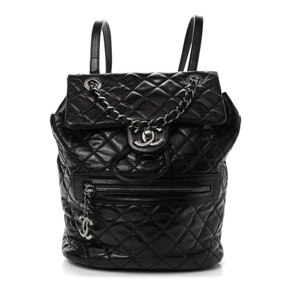 Chanel Glazed Calfskin Quilted Small Salzburg Mountain Backpack Black 1 of 7