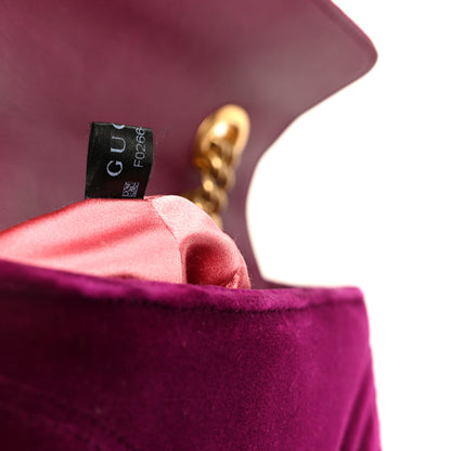 Gucci Velvet Matelasse Mini GG Marmont Shoulder Bag Fuchsia Violet Cyclamen 8 of 11