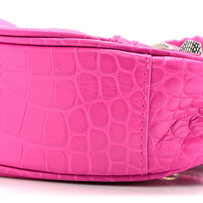 Balenciaga Extra Supple Calfskin Crocodile Embossed XS Le Cagole Shoulder Bag Lipstick Pink 9 of 11