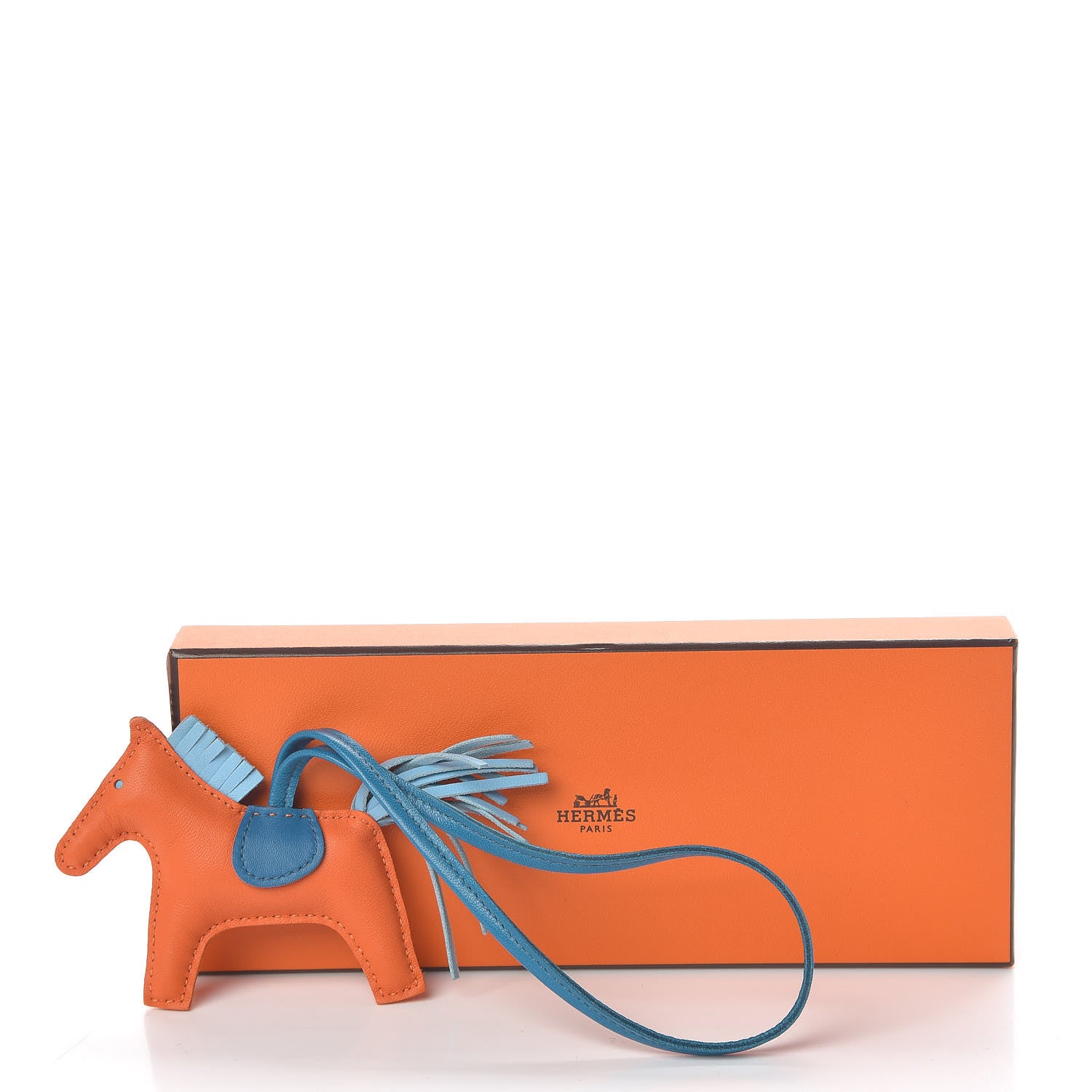 Hermes Milo Lambskin Grigri Rodeo Horse Bag Charm PM Feu Celeste Bleu Izmir 4 of 4