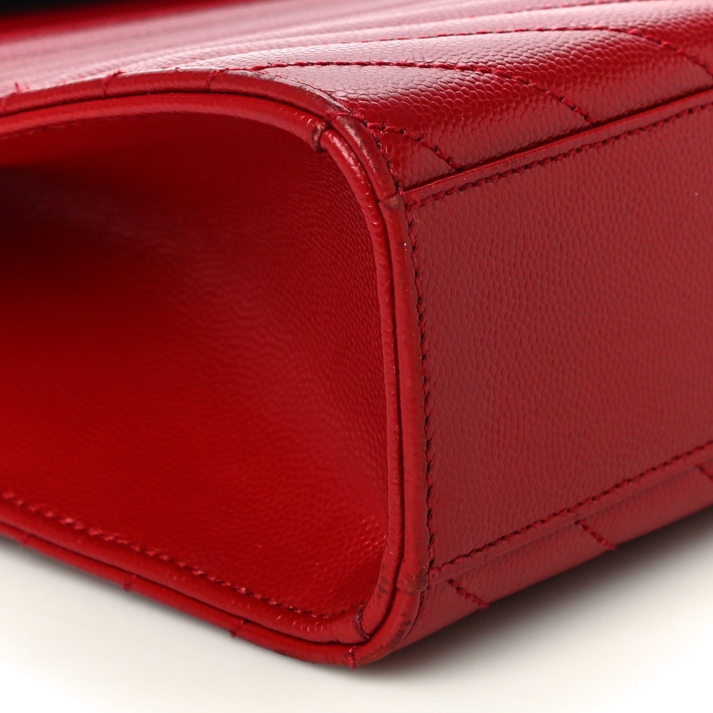 Grain De Poudre Matelasse Chevron Large Monogram Satchel Lipstick Red