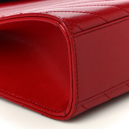 Saint Laurent Grain De Poudre Matelasse Chevron Large Monogram Satchel Lipstick Red 8 of 14
