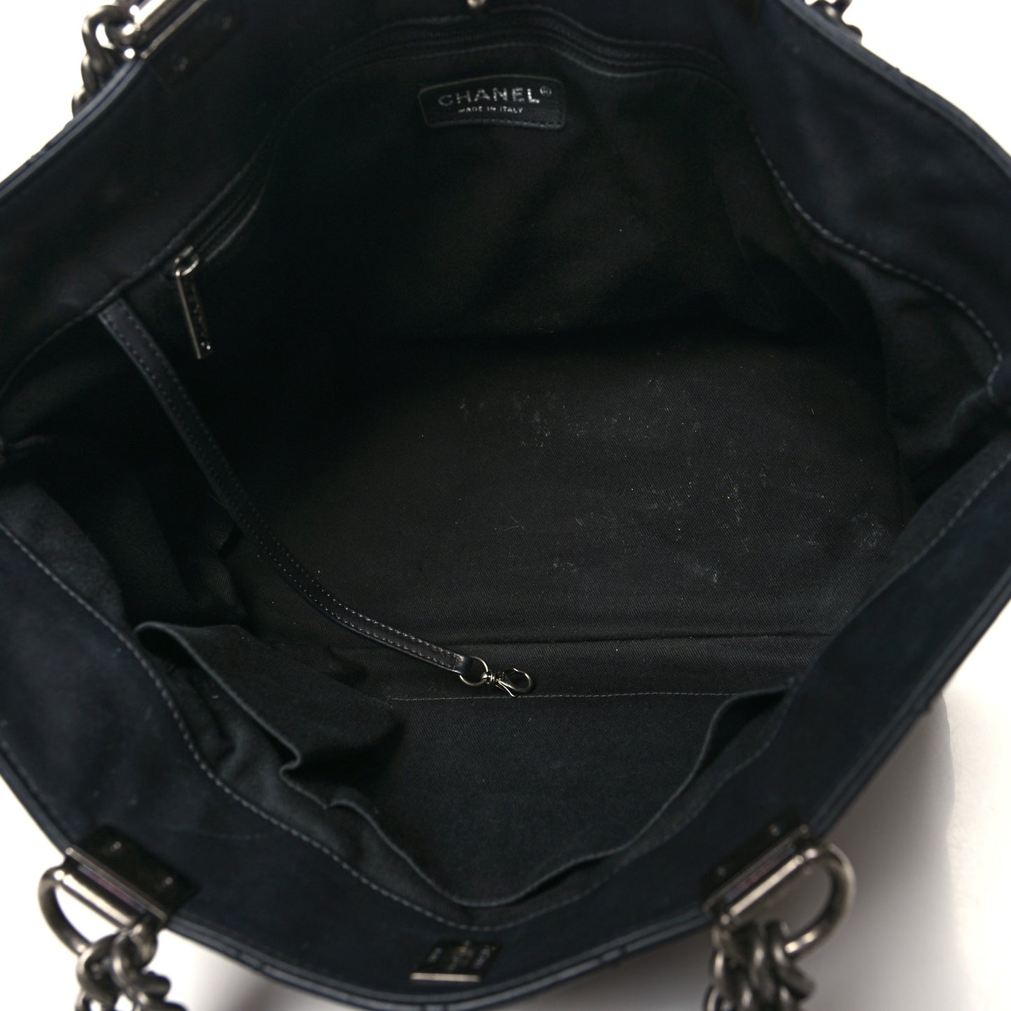 Calfskin Quilted Small Shopping In Chains Tote Black