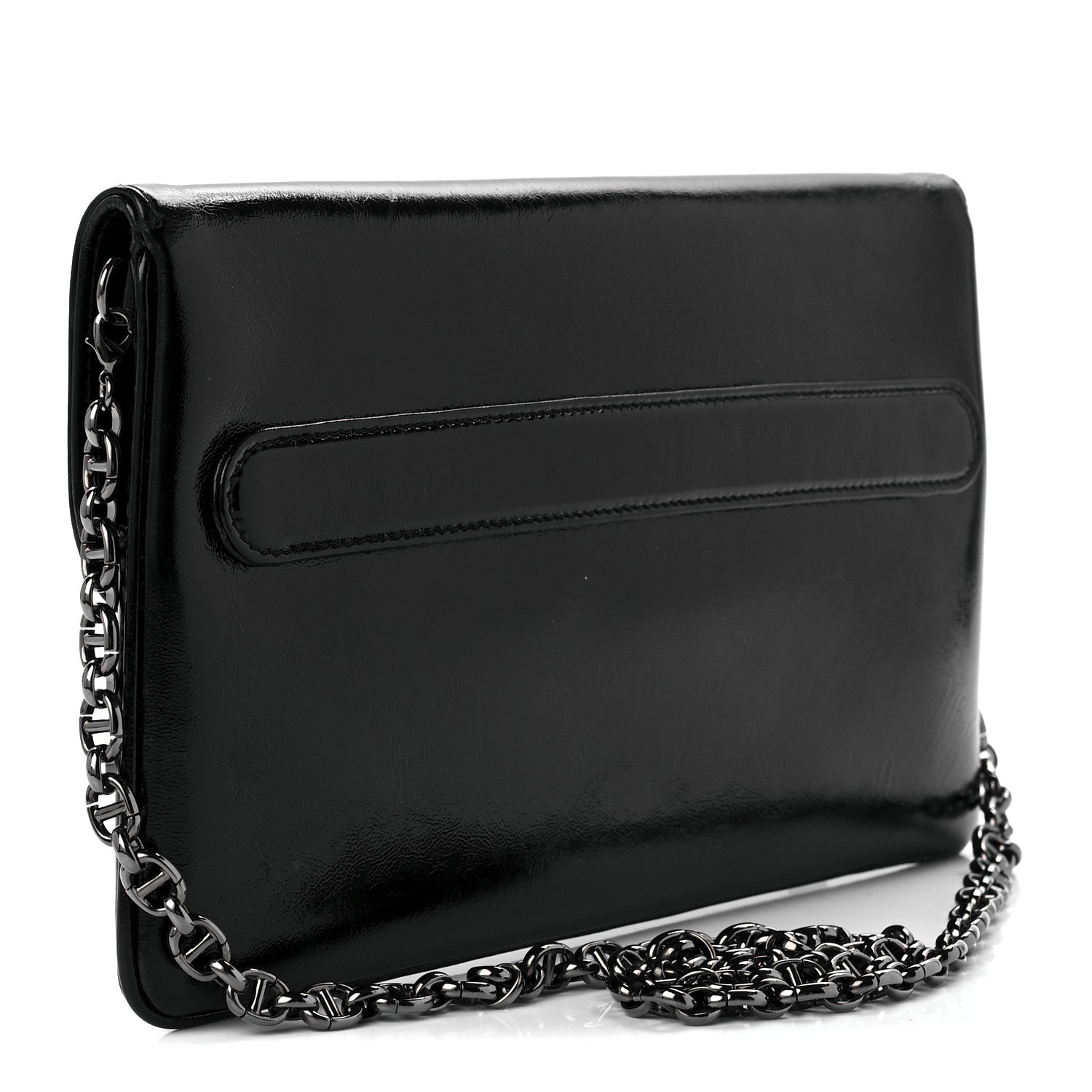 Christian Dior Crinkled Patent Lambskin Medium Diordouble Chain Bag Black 2 of 10