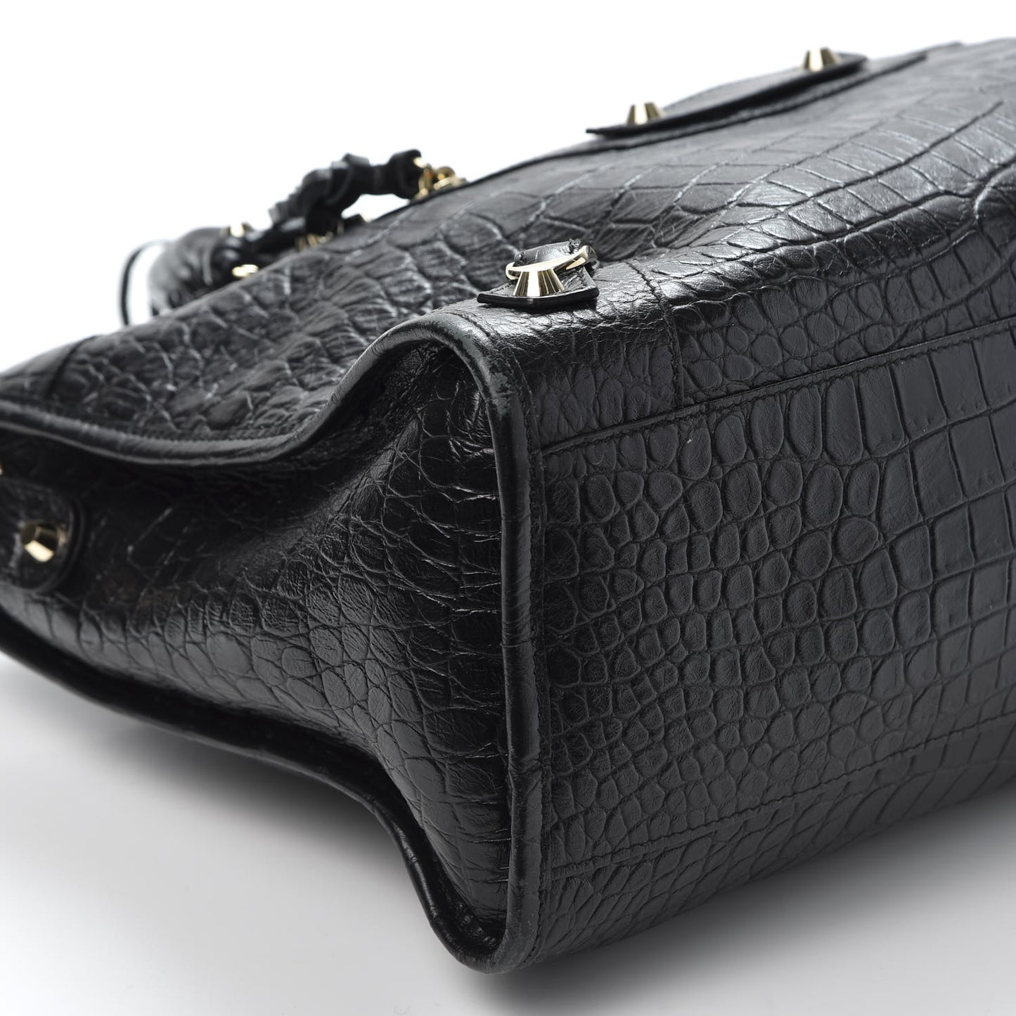 Calfskin Crocodile Embossed Classic Hardware City Black