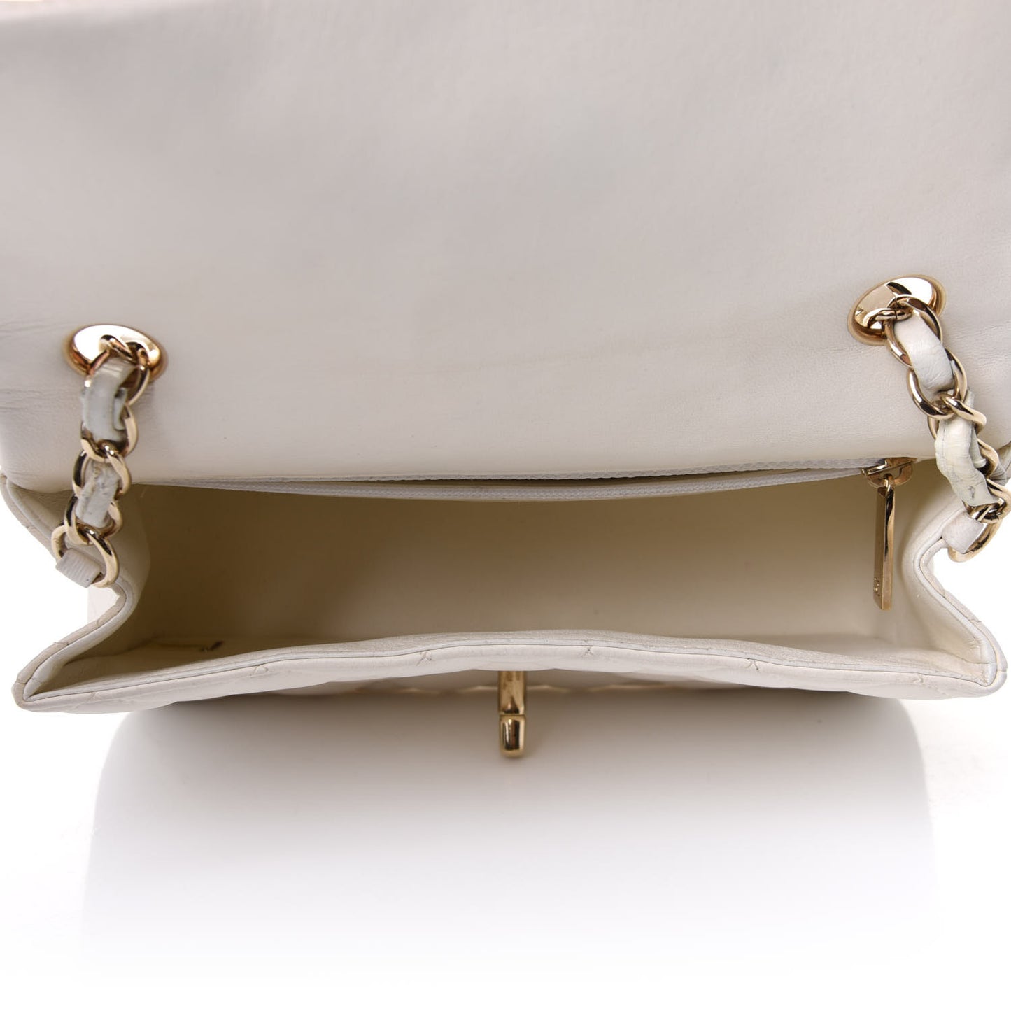 Lambskin Quilted Mini Rectangular Flap White