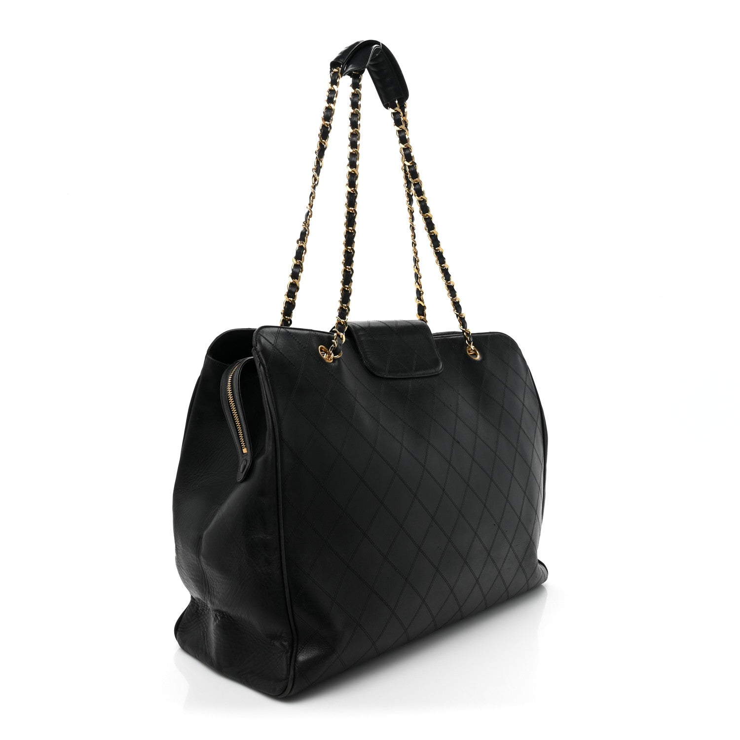 Chanel Calfskin Stitched XL Weekender Black 3 of 18