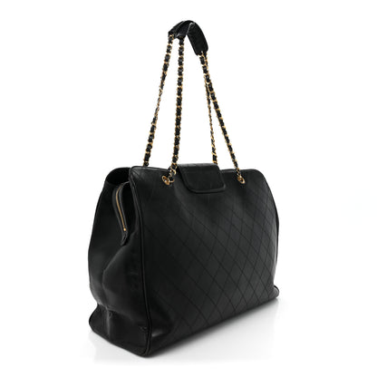 Chanel Calfskin Stitched XL Weekender Black 3 of 18