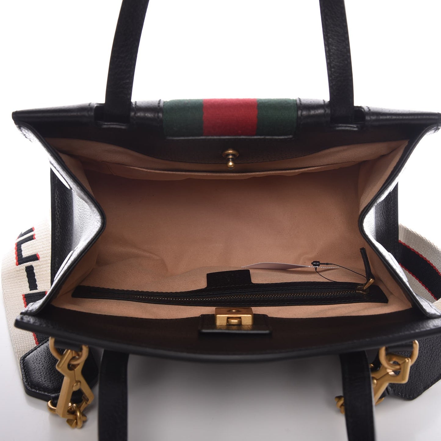 Grained Calfskin Web Crystal Butterfly Stripe Medium Totem Top Handle Bag Black