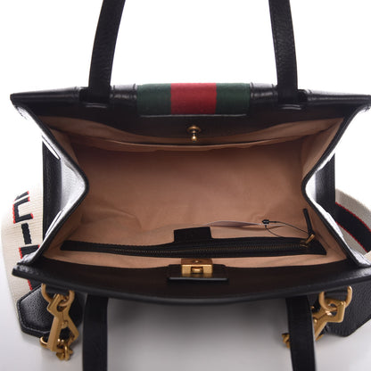 Gucci Grained Calfskin Web Crystal Butterfly Stripe Medium Totem Top Handle Bag Black 6 of 9