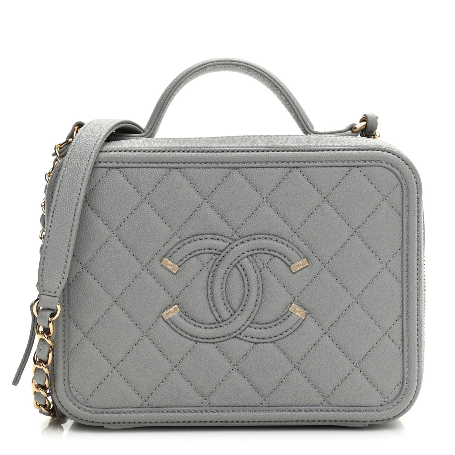 Chanel Caviar Quilted Medium CC Filigree Vanity Case Grey 1 of 11