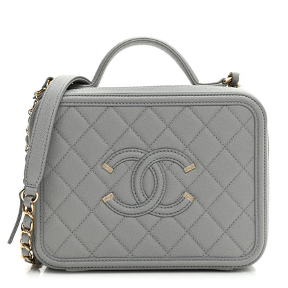 Chanel Caviar Quilted Medium CC Filigree Vanity Case Grey 1 of 11