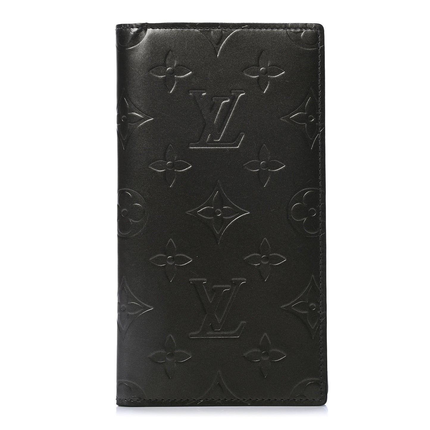 Mat Monogram Checkbook Holder Case Wallet Black