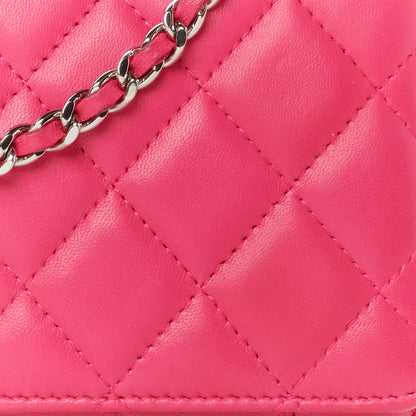 Chanel Lambskin Quilted Wallet On Chain WOC Dark Pink 9 of 11