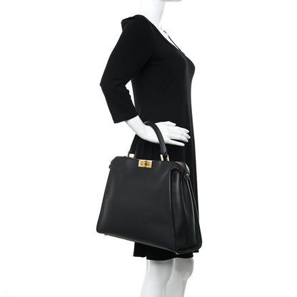 Fendi Vitello Tahiti Burro Large Peekaboo Iconic Essentially Satchel Black Corda 2 of 11