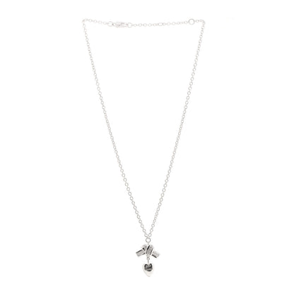Gucci 18K White Gold Diamond Knot Heart Charm Pendant Necklace 3 of 5