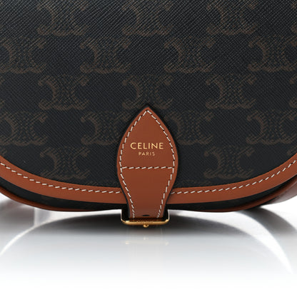 Celine Triomphe Canvas Medium Folco Bag Tan 6 of 10
