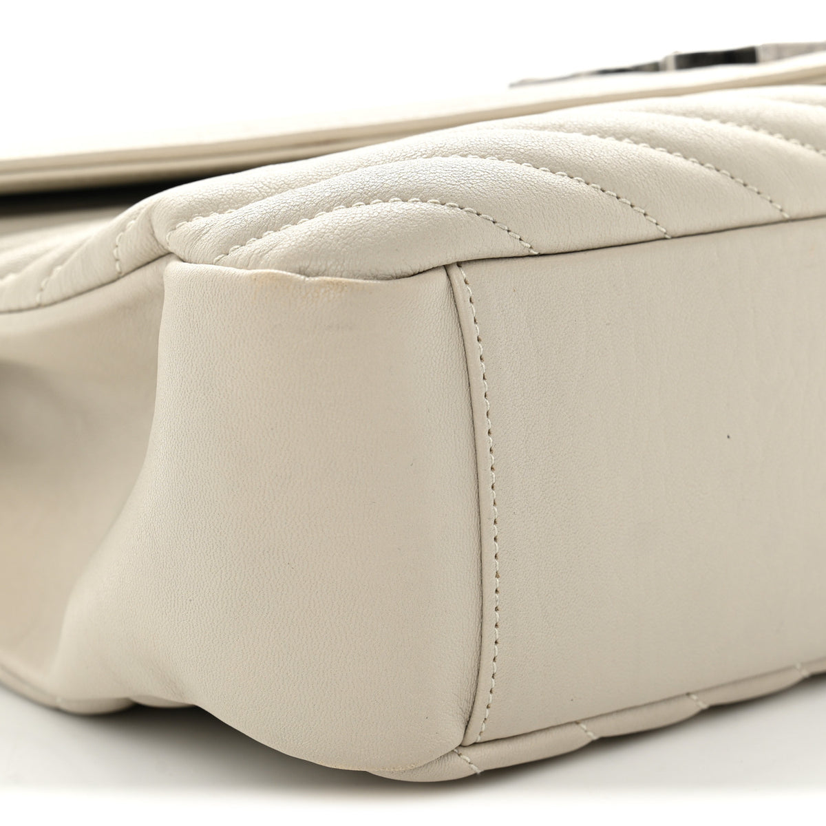 Sheepskin Matelasse Large Monogram College Satchel Light Grey