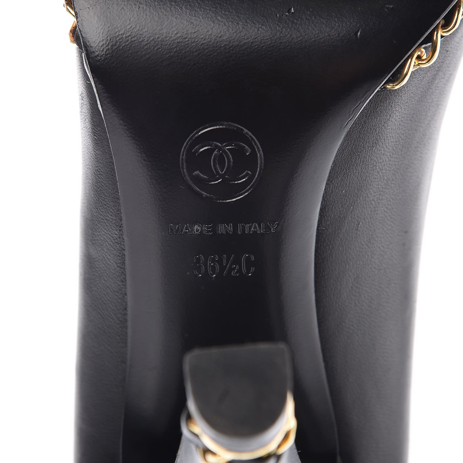 Chanel Lambskin Chain Around Cap Toe Pumps 36.5 Black Gold 8 of 13