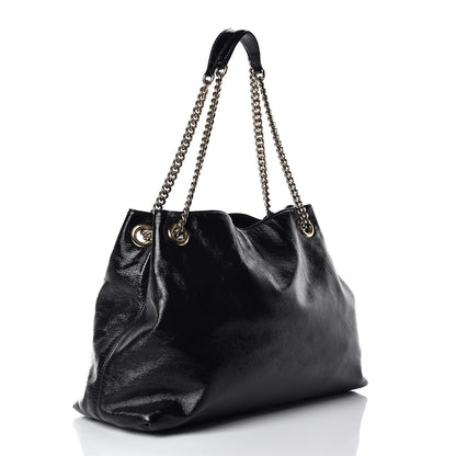 Gucci Patent Medium Soho Chain Shoulder Bag Black 3 of 10