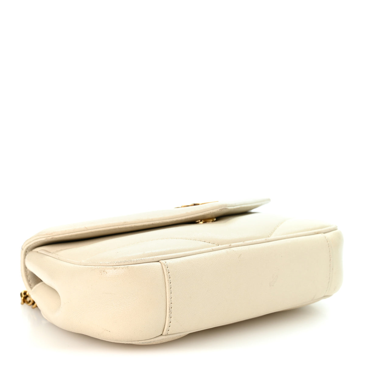 Saint Laurent Lambskin Chevron Quilted Mini LouLou  Crema Soft 4 of 13